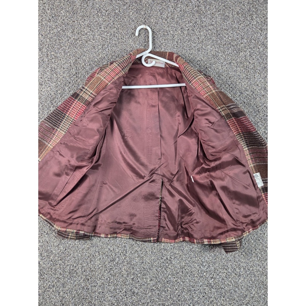 Vintage Evan‎ Picone Wool Skirt Suit Set Plaid Blazer Camel Skirt Womens Classic - Picture 8 of 16
